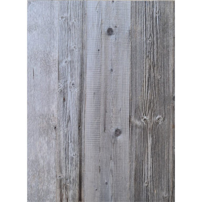 Graue Altholzplatte aus Fichte mit Patina-Effekt und feiner, natürlicher Holzmaserung
